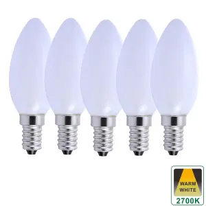 Harper Living 5 Watts E14 LED Bulb Opal Candle Warm White Dimmable, Pack of 5