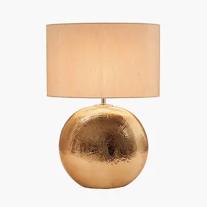 Bronze Textured Ceramic Table Lamp With Taupe Shade