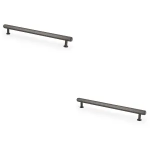 2 PACK - Industrial Hex T Bar Pull Handle - Dark Bronze 224mm Centres Kitchen Cabinet