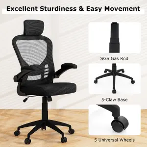 COSTWAY Height Adjustable Mesh Office Chair with Headrest