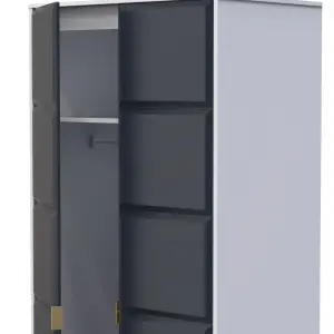 Cube Ready assembled Modern Matt indigo & white Tall Double Wardrobe (H)1970mm (W)740mm (D)530mm