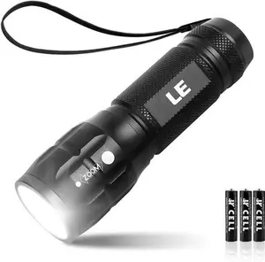 LE LED Torch Battery Powered, LE1000 Super Bright Hand Flashlight, Adjustable Focus, Water Resistant, Lightweight Small Torch For Power Cut, Camping