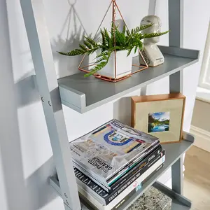 Ira 5-Tier Ladder Shelf Bookcase Unit Grey