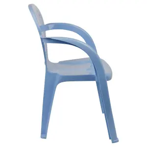 URBNLIVING 50cm Height 4 Pcs Blue Coloured Stackable Plastic Chairs for Kids Party Play Set