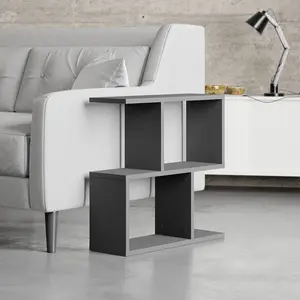 Barbara Side Table Modern 2-Tier Design with Storage Compartments Anthracite