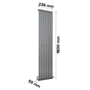 Ximax Fortuna FOR180236A Anthracite Vertical Designer 1562BTU Radiator, (W)236mm x (H)1800mm