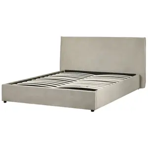 Velvet EU King Size Ottoman Bed Taupe LAVAUR