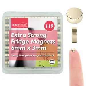 119pk Small Grade N45 Neodymium Magnets 6mm x 3mm, Extra Strong Magnets for Fridge, White Board, Rare Earth Magnets Strong, Small