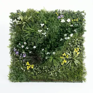 Blooming Artificial - Faux Wildflower Living Wall Mats - Green Foliage Panel