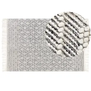 Wool Area Rug 160 x 230 cm Black and White KAVAK