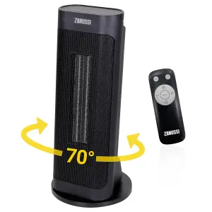 Zanussi Electric Tower Heater 2000W Compact Freestanding Ceramic Fan Heater Black ZPTCH3002B