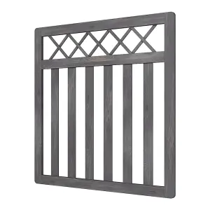 4x4ft Outdoor Grey Cross Top Garden Wooden Gate Fence Patio Gate