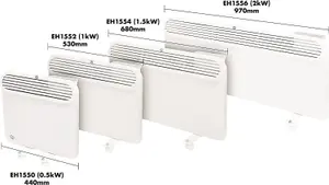 500W Floor or Wall Mounted Electric Panel Heater - Slimline Silent Energy Efficient Home, Office or Conservatory Radiator