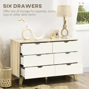 HOMCOM Chest of Drawers, 6 Drawer Unit Storage Chest Bedroom White and Brown