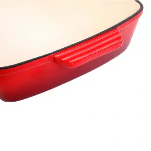 Oypla Cast Iron Red Enamel Roasting Pan Casserole Dish