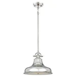 Elstead Emery 1 Light Dome Ceiling Pendant Silver, E27