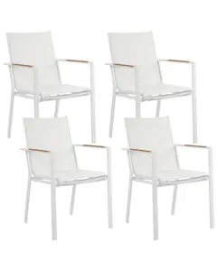 Set of 4 Garden Chairs BUSSETO Metal White