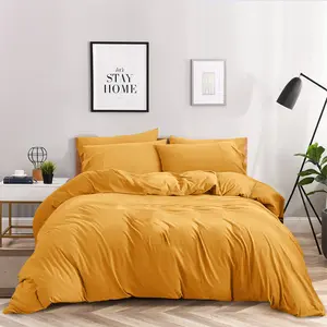 Super Soft 250 TC Microfibre Reversible Plain Duvet Cover Set Ochre / Kingsize Duvet Cover + 2 Pillowcases