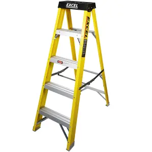 Excel Electricians Fibreglass Step Ladder 4 Tread 1.3m Heavy Duty