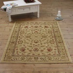 Traditional Floral Graphics Cotton Backing Easy to Clean Rug for Living Room Bedroom and Dining Room-80cm X 150cm