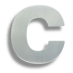 Satin Steel Door Letter C - 89mm Height 2mm Depth Front Door Letter Plaque