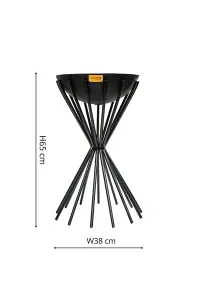 Outdoor Tall Metal Dakota Fire Pit in Black H65Cm W38Cm