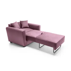 Olly Velvet Single Sofa Bed in Pink