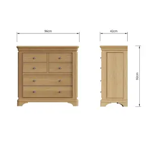 6 Drawer Solid Oak Natural Oak Chest Of Drawers Ready Assembled