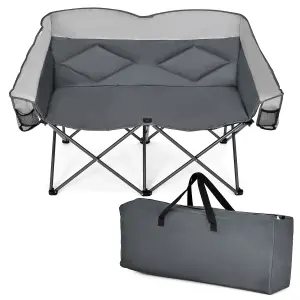 Costway Oversized Couch Outdoor Double Camping Chair Folding Loveseat Chair