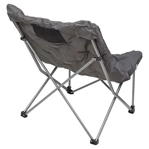 URBNLIVING 90cm Height Padded Portable Lightweight Folding Oversized Camping Chair & Bag Shoulder Strap Grey