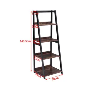 4 Tier Shelving Unit with Wood Shelf Bookcase Display Shelf