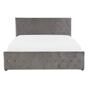 Velvet EU Double Size Ottoman Bed Grey AMIENS