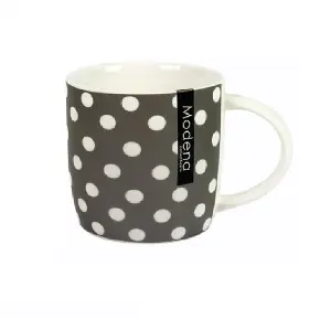 Set of 4 Matt Metallic Polka Dot Spotty Drinking Mugs 12oz New Bone China