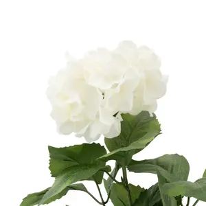 35cm White Hydrangea Artificial plant in Red Terracotta Pot