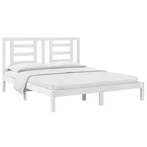 Berkfield Bed Frame White Solid Wood Pine 160x200 cm