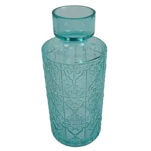 40cm Tall Turquoise Glass Vase