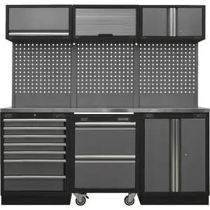 Premium Garage Storage System with Stainless Steel Work Surface - 2040mm x 460mm x 2000mm