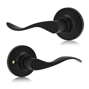 XFORT Cabriole Passage Knob Set Matt Black for Internal Wooden Doors