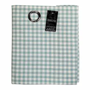 Homescapes Blue Cotton Gingham Eyelet Curtains 137 x 182 cm