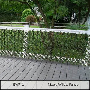 Expanding Wooden Trellis Privacy Screen - 200cm x 100cm - Garden Balcony Fence - Maple