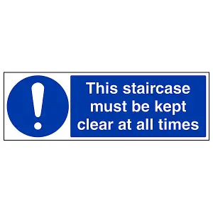 Staircase Kept Clear All Times Sign - Adhesive Vinyl - 300x100mm (x3)