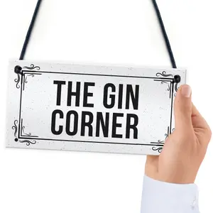 Funny Home Bar Sign The Gin Corner Plaque Garden Shed Bar Sign Gin Gift