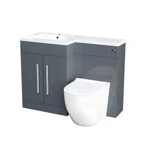 Nes Home 1100mm LH Freestanding Grey Vanity with BTW Toilet, WC & Basin