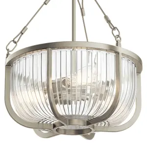 Luminosa Kichler Roux Cylindrical Pendant Ceiling Light Brushed Nickel