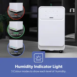 GEEPAS Portable Dehumidifier 12L Digital Display with Continuous Drainage 24H Timer Low Noise