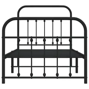 Berkfield Metal Bed Frame with Headboard and Footboard Black 90x190 cm