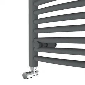 Rinse Curved Bathroom Heated Towel Rail Warmer Radiator Central Heating Anthracite - 700x400mm