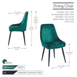 Fern Upholstered Dining Chair (Set of 2) Green