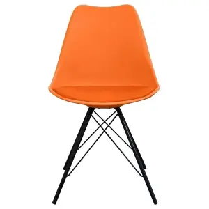 Soho Orange Plastic Dining Chair with Black Metal Legs