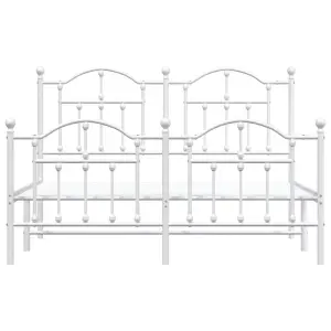 Berkfield Metal Bed Frame with Headboard and Footboard White 140x200 cm